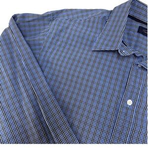 Roundtree & Yorke Trademark Men's L Blue‎ Plaid Long Sleeve Dress Shirt Cotton